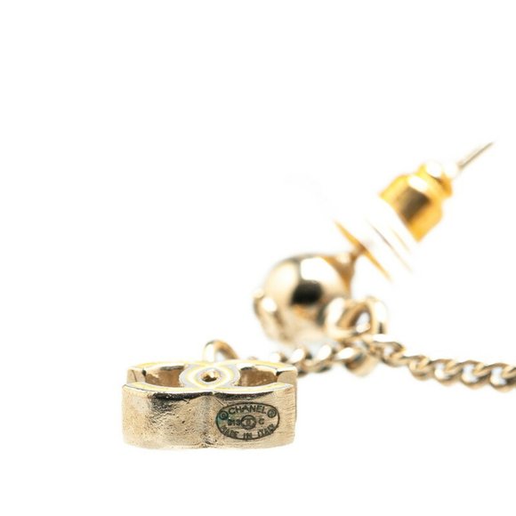 CHANEL Coco Mark Camellia Flower Earrings Gold Plated - Picture 3 of 4